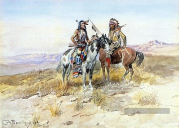 Sur le Prowl Art occidental Amérindien Charles Marion Russell Peinture à l'huile